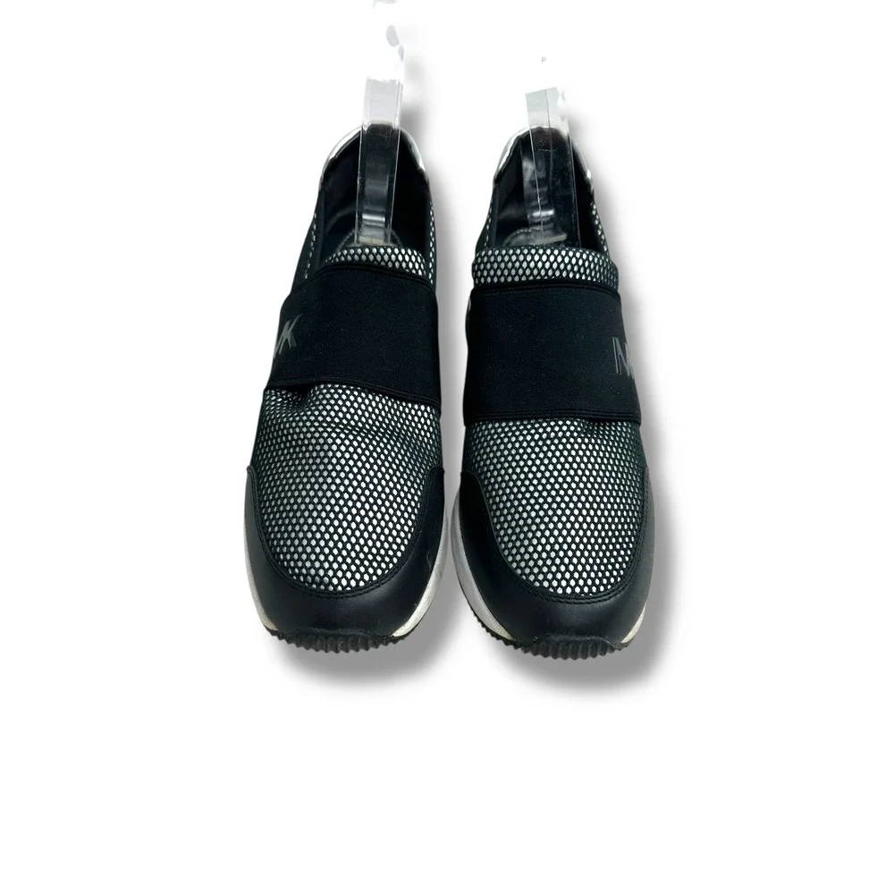 Michael Kors Women's Black Mesh Slip On Wedge Sneakers Rose Gold‎ Accent